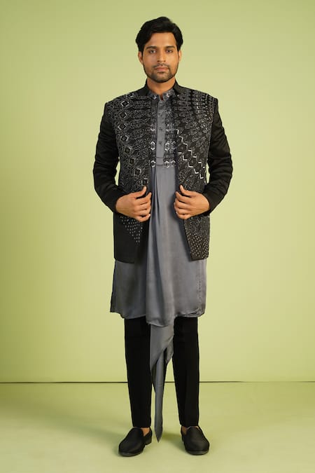 Millionaire Cutdana Handwork Bandhgala Set 