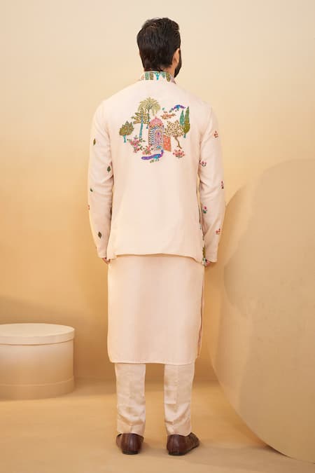 Millionaire Thread Work Bundi Kurta Set 