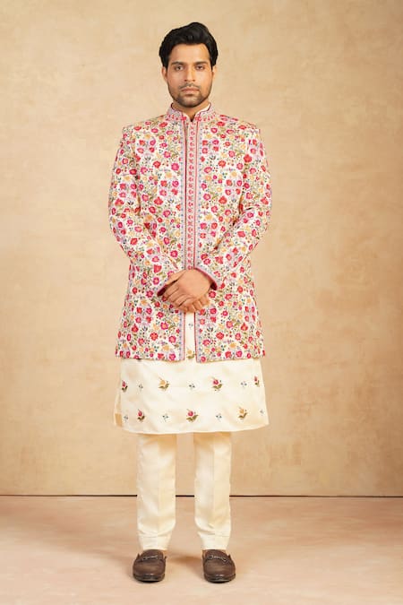 Millionaire Floral Thread Work Sherwani Jacket Set 