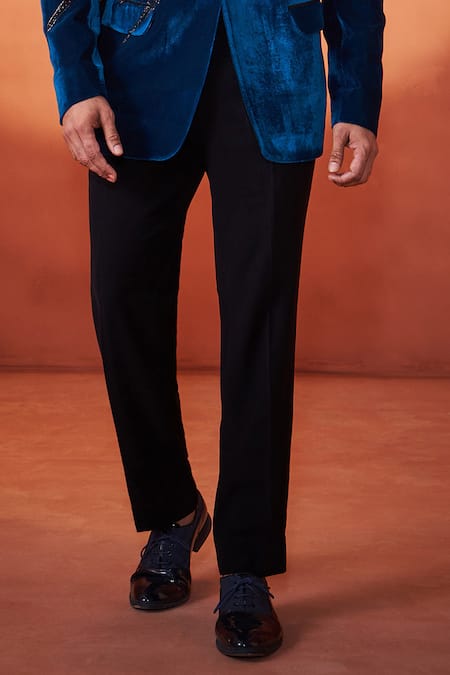 Millionaire Aqua Velvet Stones, Embroidery Tuxedo Suit Set Online at Aza Fashions Millionaire_Aqua Velvet Stones, Embroidery Tuxedo Suit Set _Online_at_Aza_Fashions