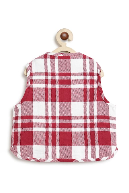 Shop_Tiber Taber_Red Flannel, Cotton Jacket _Online_at_Aza_Fashions