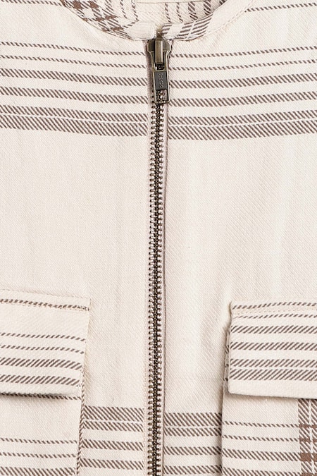 Tiber Taber_Cream Cotton, Corduroy Flannel Jacket _at_Aza_Fashions