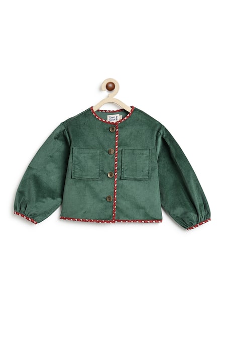Shop_Tiber Taber_Green Corduroy, Cotton Jacket _Online_at_Aza_Fashions