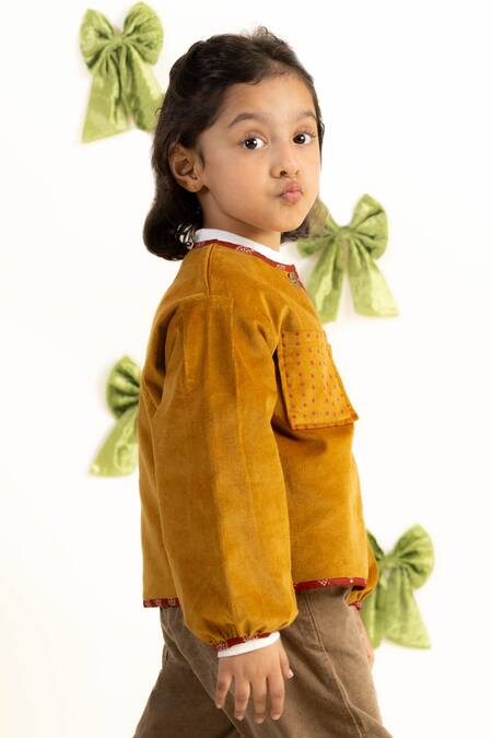 Buy_Tiber Taber_Yellow Corduroy Jacket _Online_at_Aza_Fashions