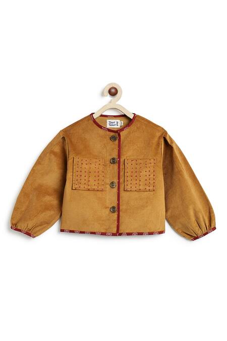 Shop_Tiber Taber_Yellow Corduroy Jacket _Online_at_Aza_Fashions