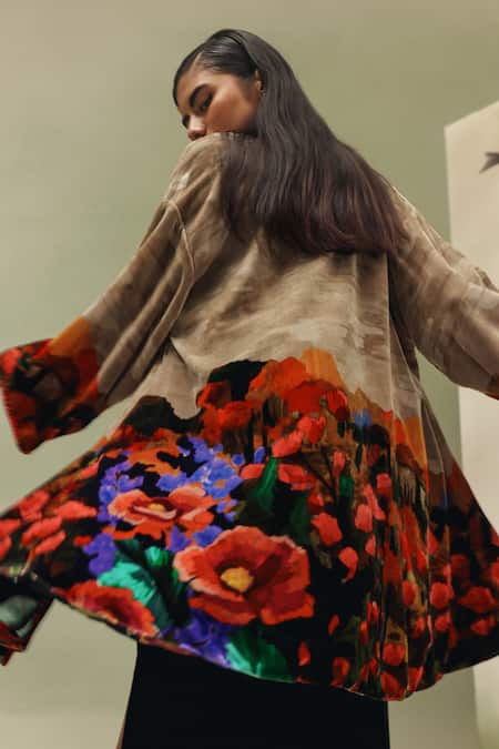 NOIB Demi Highland Print Poncho Jacket 