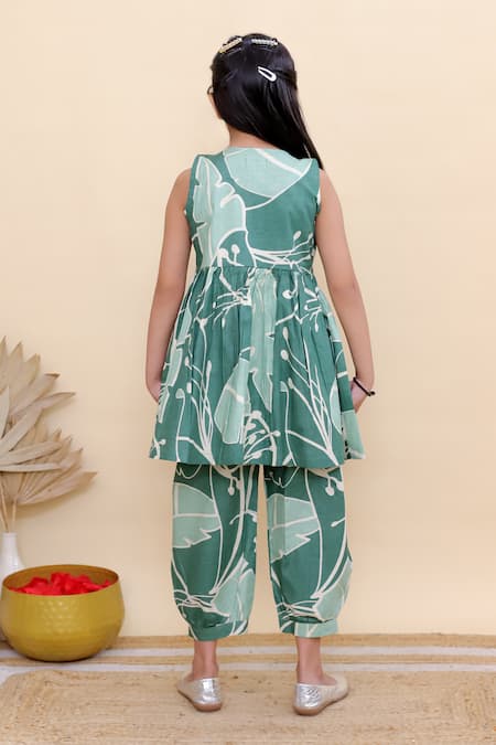 Kalp Palm Leaf Print Peplum Kurta & Pant Set 