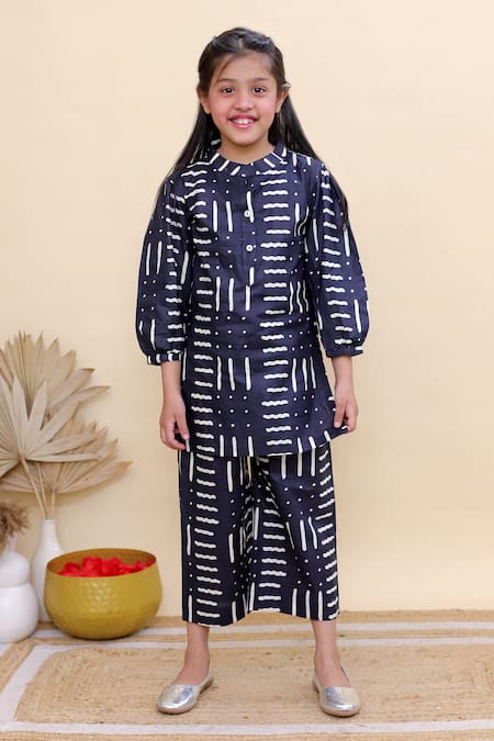 Kalp Midnight Block Print Palazzo Set 