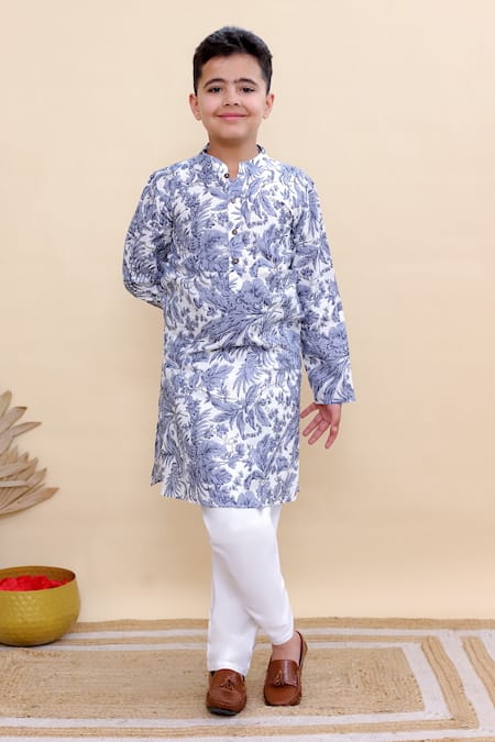 Kalp Blue Botanica Print Kurta Set 