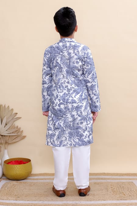 Kalp Blue Botanica Print Kurta Set 