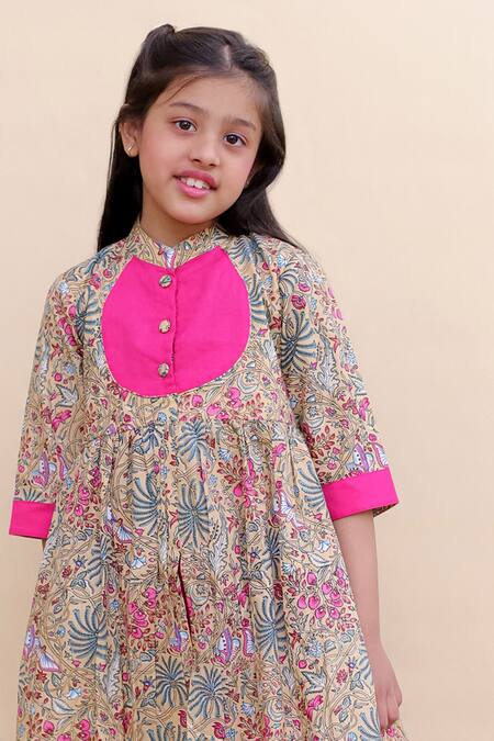 Buy_Kalp_Fuchsia Cotton Bloom Tunic Set _Online_at_Aza_Fashions