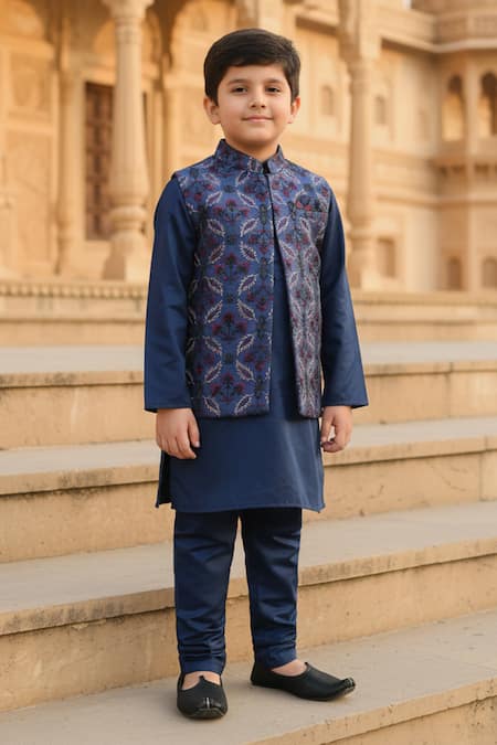 Funny Bones Clothings Blossom Embriodered Silk Koti Set 