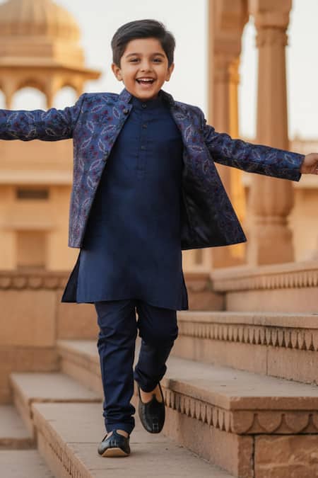 Funny Bones Clothings Blossom Embroidered Open Jodhpuri Set 