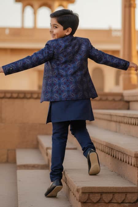 Funny Bones Clothings Blossom Embroidered Open Jodhpuri Set 