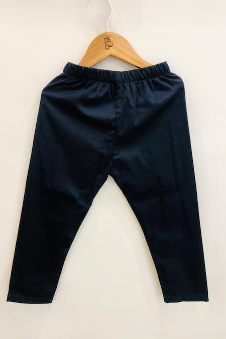 Shop_Funny Bones Clothings_Blue Silk, Cotton Embroidery Blossom Open Jodhpuri Set _Online_at_Aza_Fashions