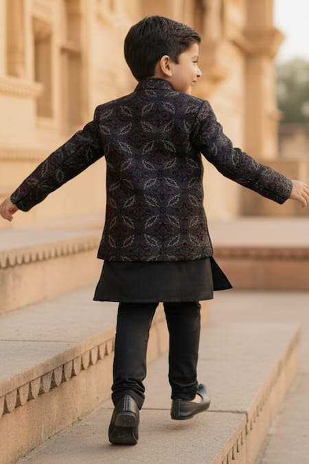 Funny Bones Clothings Blossom Embroidered Open Jodhpuri Set 