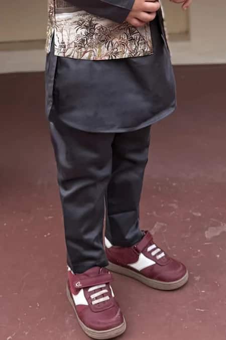 Funny Bones Clothings_Multi Color Silk Vann Vistaar Koti Set _Online_at_Aza_Fashions