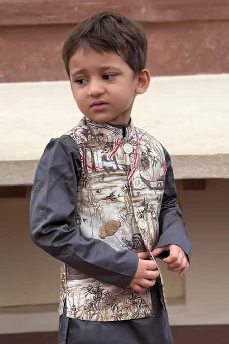 Buy_Funny Bones Clothings_Multi Color Silk Vann Vistaar Koti Set _Online_at_Aza_Fashions