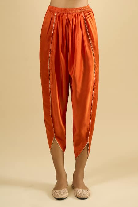 Sheetal Batra_Orange Embroidery, Zari, Sequins Round , Keyhole Kurta And Salwar Set _Online_at_Aza_Fashions