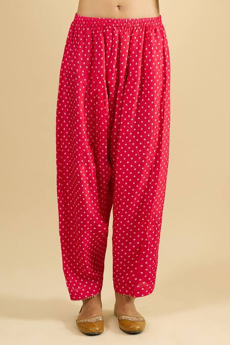 Sheetal Batra_Red Embroidery, Zari Round Neck, Split V-neck, Button-down Kurta And Salwar Set _at_Aza_Fashions