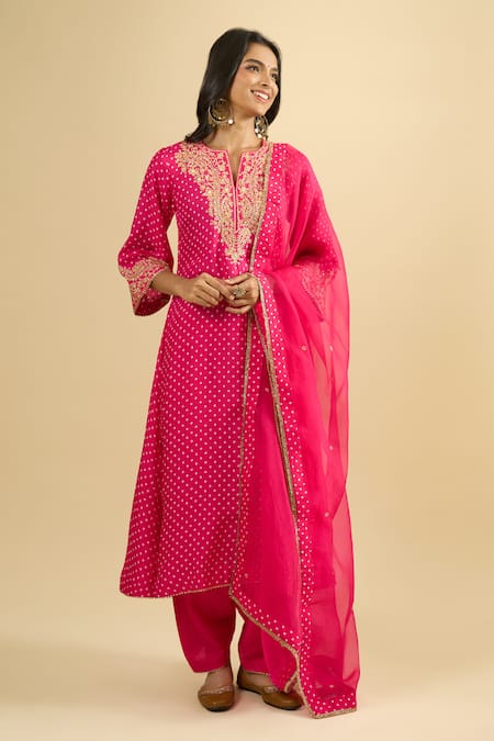 Sheetal Batra Pink Embroidered Kurta Set 