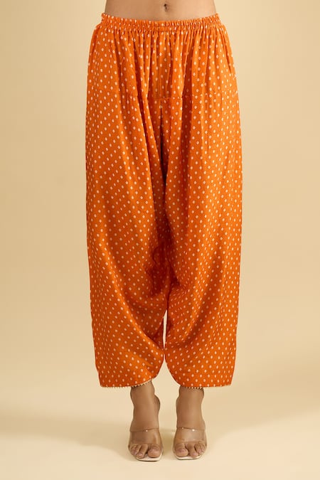 Sheetal Batra_Orange Embroidery, Sequins V-neck Kurta Salwar Set _Online_at_Aza_Fashions