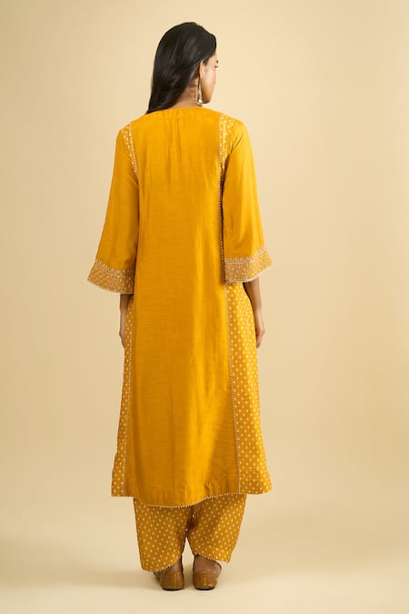 Sheetal Batra Yellow Embroidered Kurta Salwar Set 
