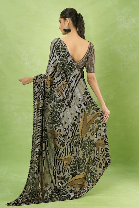 Nakul Sen Printed Saree With Blouse 