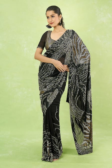 Nakul Sen Embroidered Saree With Blouse 