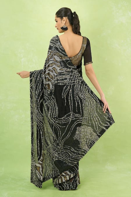 Nakul Sen Embroidered Saree With Blouse 