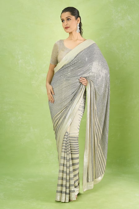 Nakul Sen Embroidered Saree With Blouse 