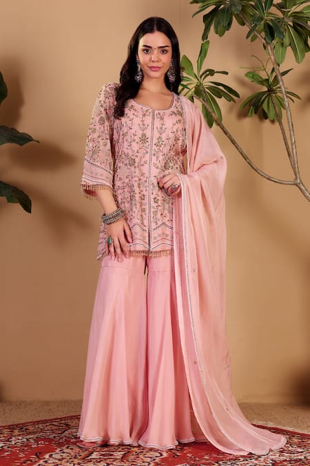 Sonali Methi Hand Embroidered Sharara Set 