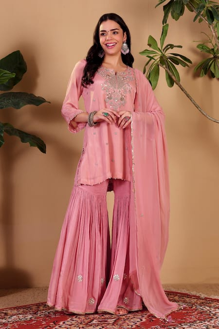 Sonali Methi Hand Embroidered Kurta Sharara Set 