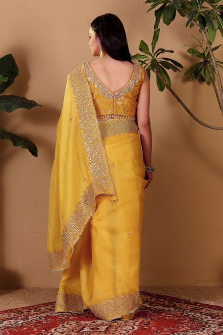 Sonali Methi Hand Embroidered Saree With Blouse 