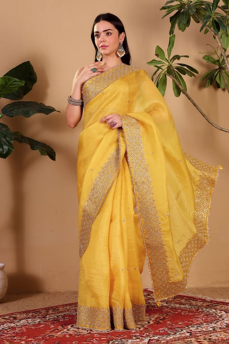 Sonali Methi Hand Embroidered Saree With Blouse 