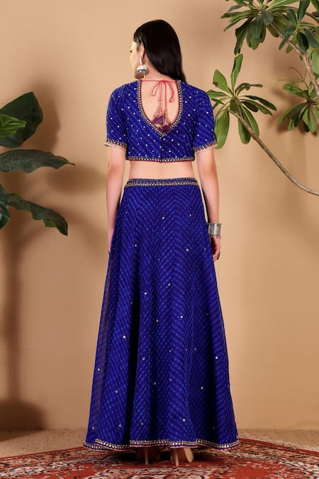 Sonali Methi Lehriya Hand Embroidered Lehenga Set 