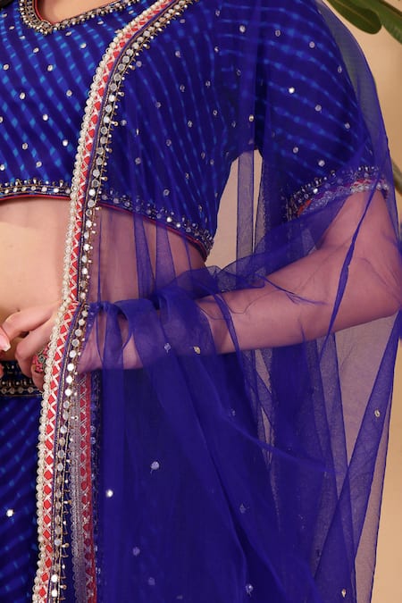 Buy Sonali Methi Blue Georgette Mirrors, Embroidery, Sequins, Piping Lehriya Hand Lehenga Set Online at Aza Fashions Buy_Sonali Methi_Blue Georgette Mirrors, Embroidery, Sequins, Piping Lehriya Hand Lehenga Set _Online_at_Aza_Fashions