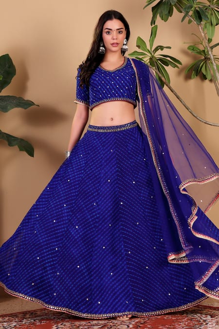 Sonali Methi Lehriya Hand Embroidered Lehenga Set 