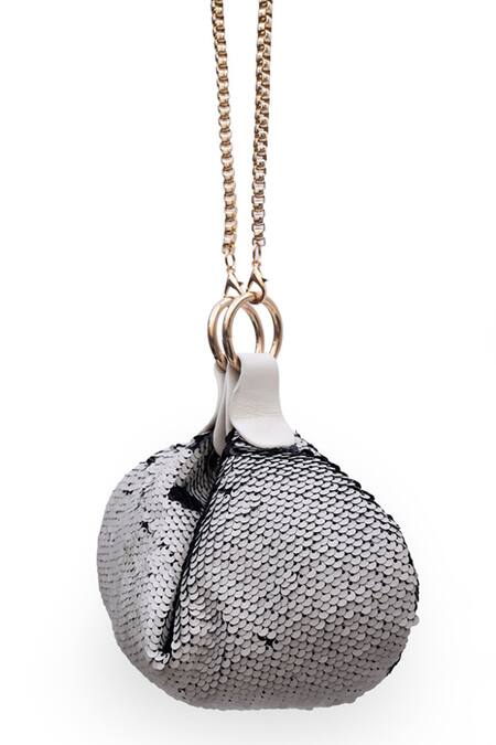 SG Collection By Sonia Gulrajani_Black Sequins Midnight Frost Reversible Sling Bag _Online_at_Aza_Fashions