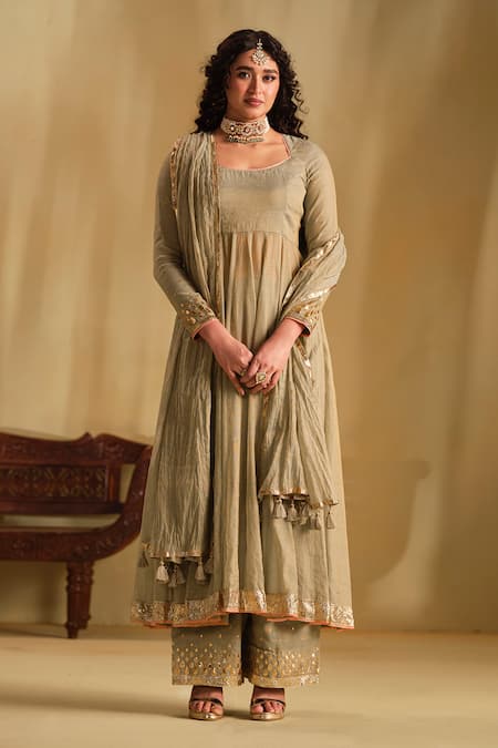 Almaari By Pooja Patel Arya Silk Anarkali Pant Set 