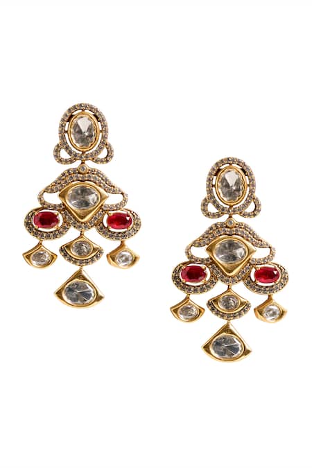 Nazaakat By Samara Singh Embellished Stone Drop Earrings 