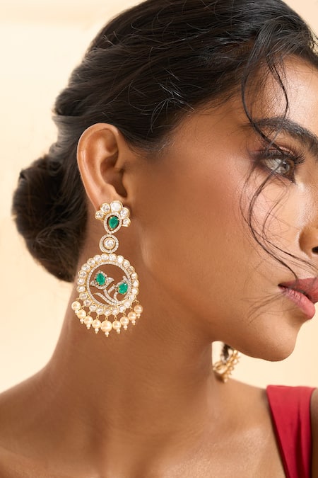 Nazaakat By Samara Singh Circular Drop Stone Embellished Earrings 