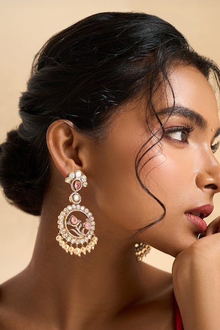 Nazaakat By Samara Singh Circular Drop Embellished Earrings 