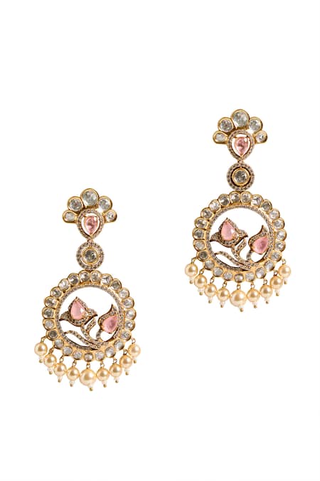 Nazaakat By Samara Singh Circular Drop Embellished Earrings 