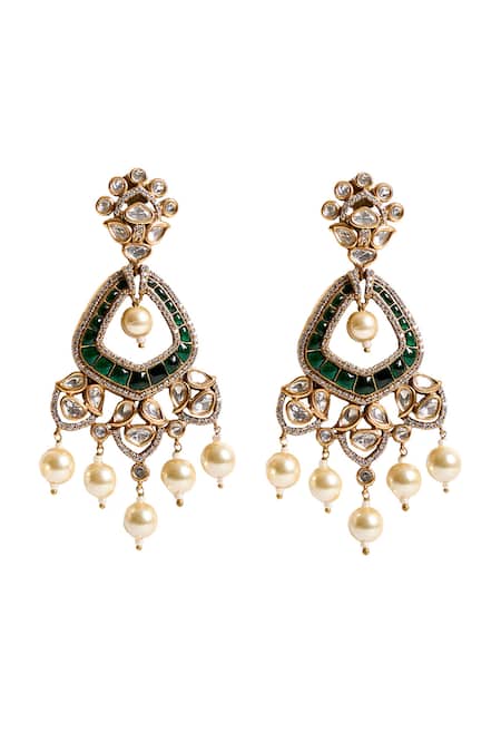 Nazaakat By Samara Singh Stone Embellished Dangling Earrings 
