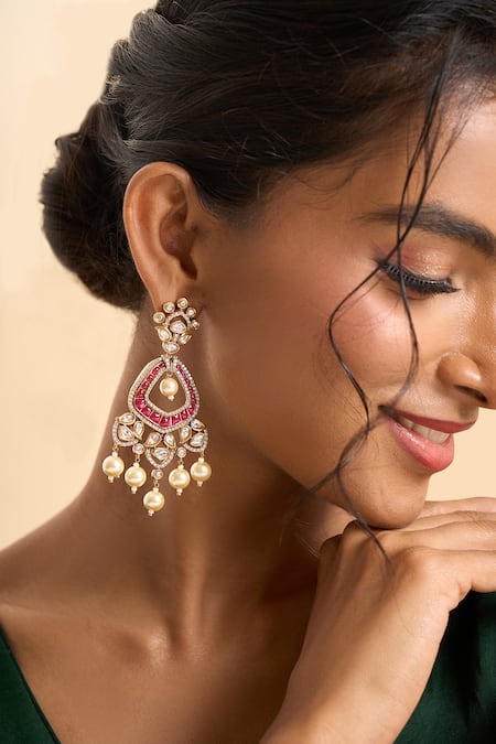 Nazaakat By Samara Singh Dangling Stone Embellished Earrings 