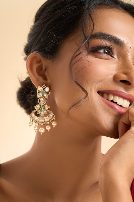 Nazaakat By Samara Singh Embellished Stone Drop Earrings 