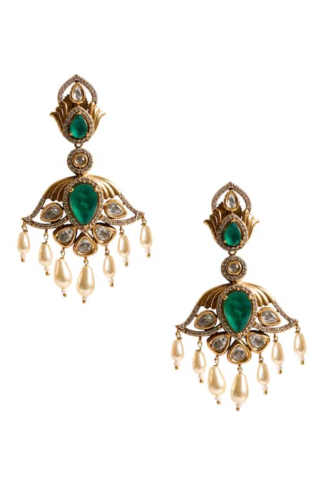 Nazaakat By Samara Singh Dangling Stone Drop Earrings 