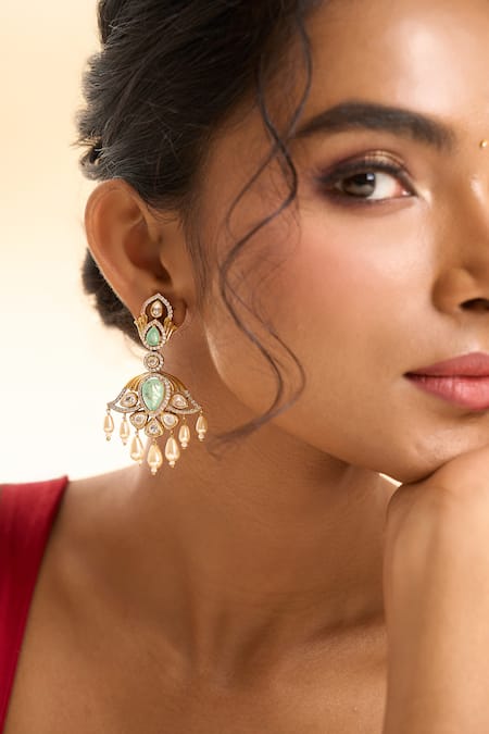 Nazaakat By Samara Singh Dangling Stone Embellished Drop Earrings 