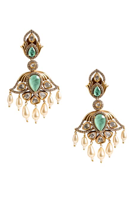 Nazaakat By Samara Singh Dangling Stone Embellished Drop Earrings 